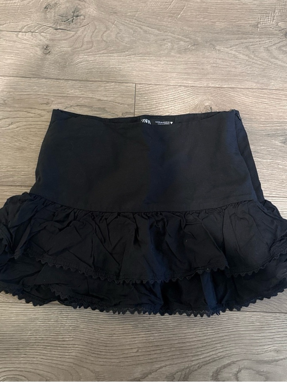 Black Ruffled Mini Skirt - Women